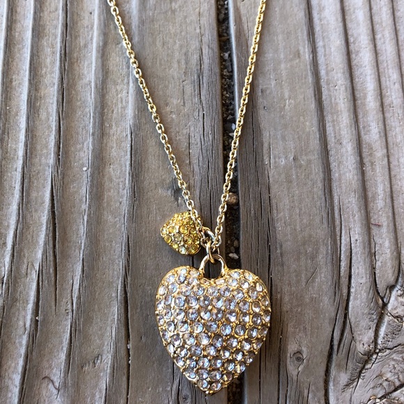 J Crew Pave Crystal Double Puffed Heart 
